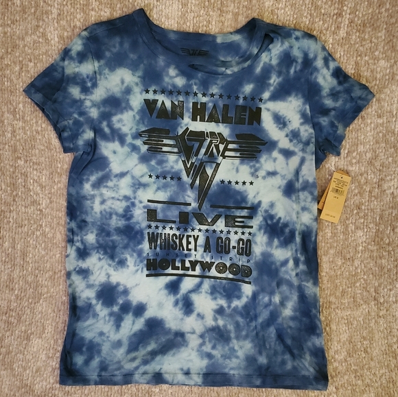 American Eagle Outfitters Tops - Van Halen Slash Neck Blue Tie Dye T-Shirt